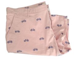 Hudson And Barrow NYC Men's Size 38 Pink And Navy Bicycle Print Shorts