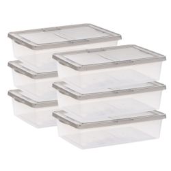 IRIS USA 28 QT Underbed Snap Lid Clear Plastic Storage Containers 16.25”X 24”X6” Brand New 