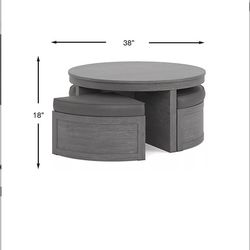 Coffee Table w/ 4 Ottoman & Storage 