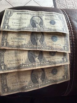4 one dollars bill 2-1935 and 2 -1957 blue seal