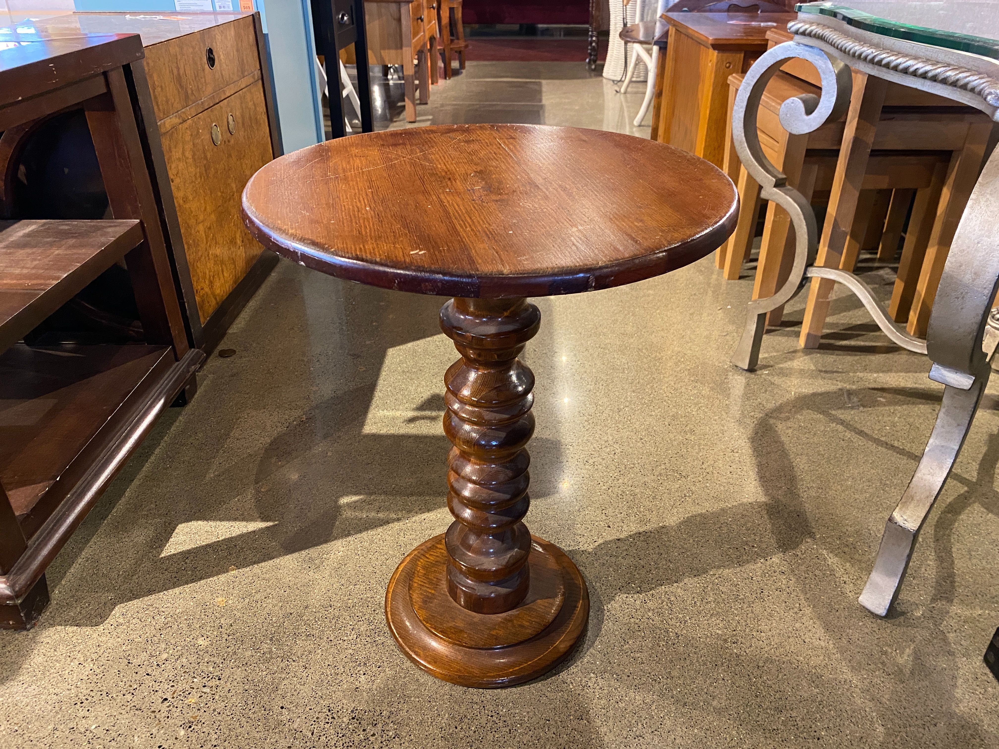 Circular Wooden Pedestal Side Table