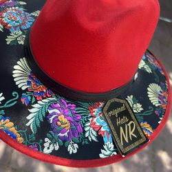 Red mexican embroidered hat