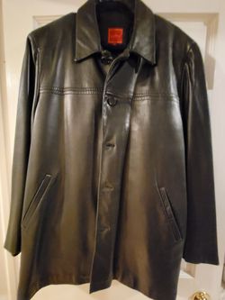 3/4 Length Black Leather Coat

. Cole Haan ,sIze L, $  115