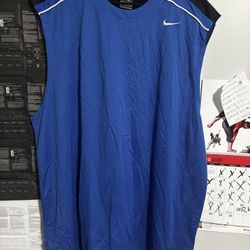 Nike Men 2XL Blue Vintage Navy Mesh Tank Sleeveless Basketball Muscle Shirt