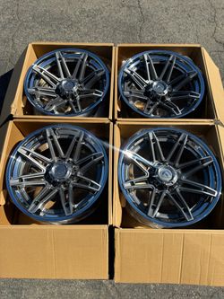 FINANCING AVAILABLE Fuel Forged Brawl 8x6.5 22” Off-Road Wheels PLATINUM W/ CHROME LIP