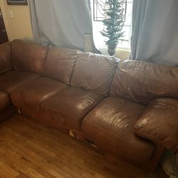 Brown Leather Couch 