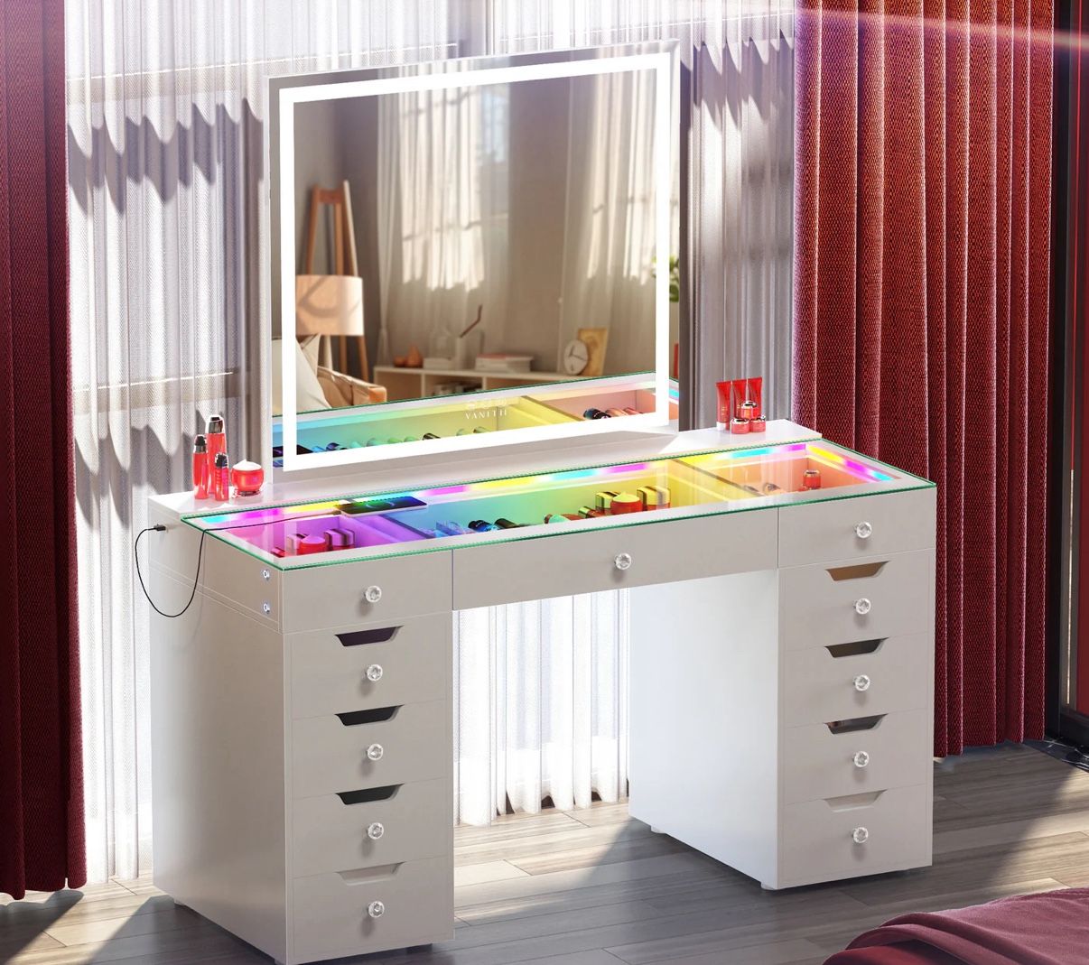 Vanity Set (desk & Mirror) 2 Pc Set