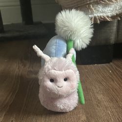 Pink/Purple Snail Carrying Dandelion Plush