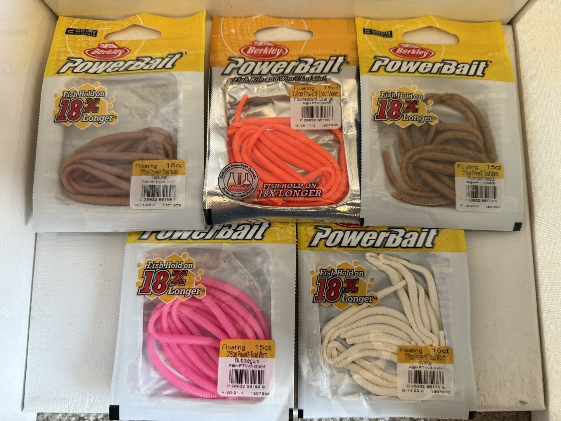 (5) Packs of Berkley PowerBait Fishing Power Trout Worms