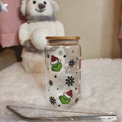 Grinch Glass Cup 16oz 