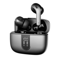 HORIZON X08 Wireless Earbuds, 40H Playback, LED Display Case, IPX5 Waterproof, Touch Controls, 13mm Speakers, Black