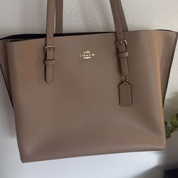 Coach Beige Mollie Tote 13.25”w x 11” h x 5” w