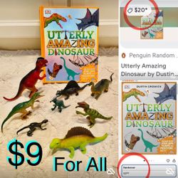 $9 Bundle of Dinosaurs 🦕 🦖 Pop up large Hard Cover Book & 8 Dinosaurs all in great condition