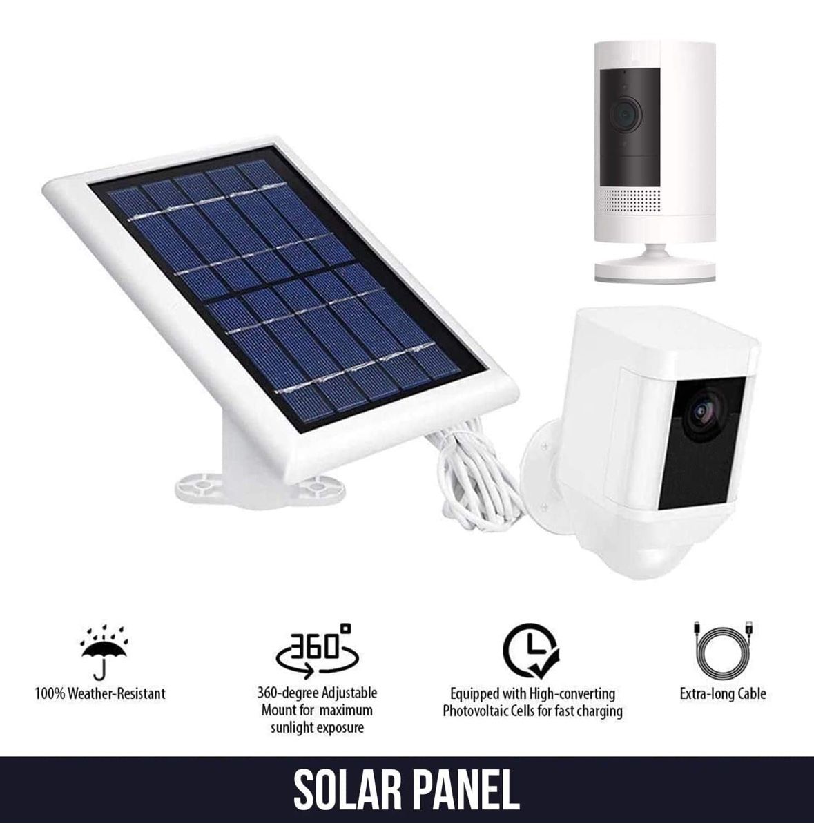 Solar Panel Compatible with Ring Spotlight Cam Plus/Pro/Battery