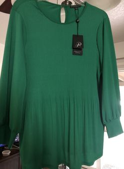ADRIANNA PAPELL VIVID GREEN TOP SIZE LARGE NWT $20