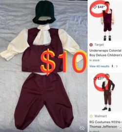 $8 Colonial Boy Deluxe Costume plus a Hat which is a extra accessorie like New size xl 9/12 years