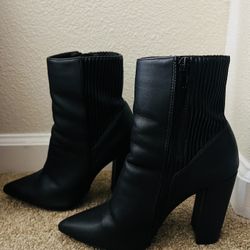 Black Leather Booties 
