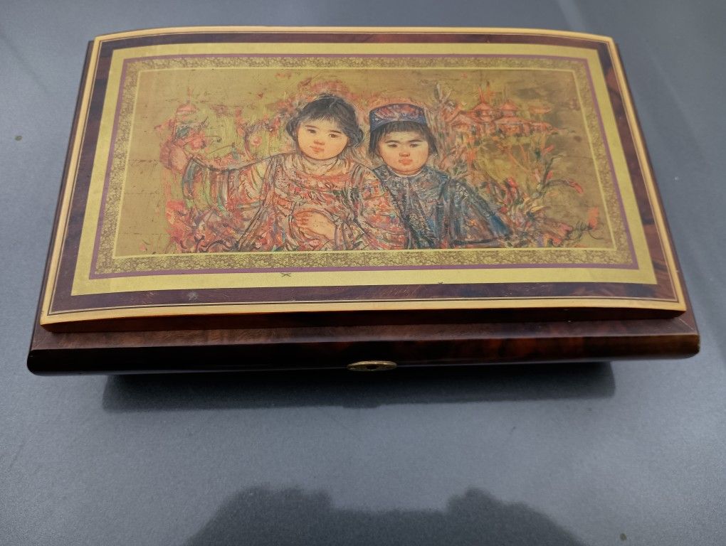 Beautiful Hand Carved Vintage Music Box Made In Italy Reuge