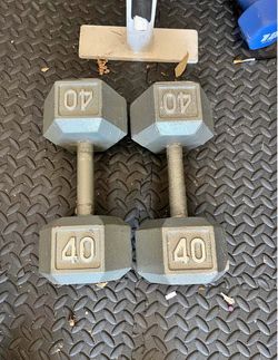 40 lb Cast Iron Hex Dumbbells Pair