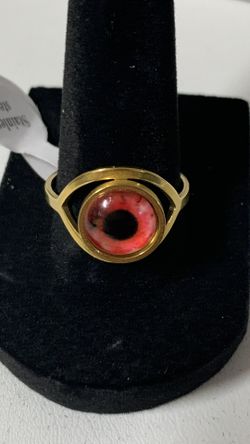 Stainless Steel Red Eye Ring 