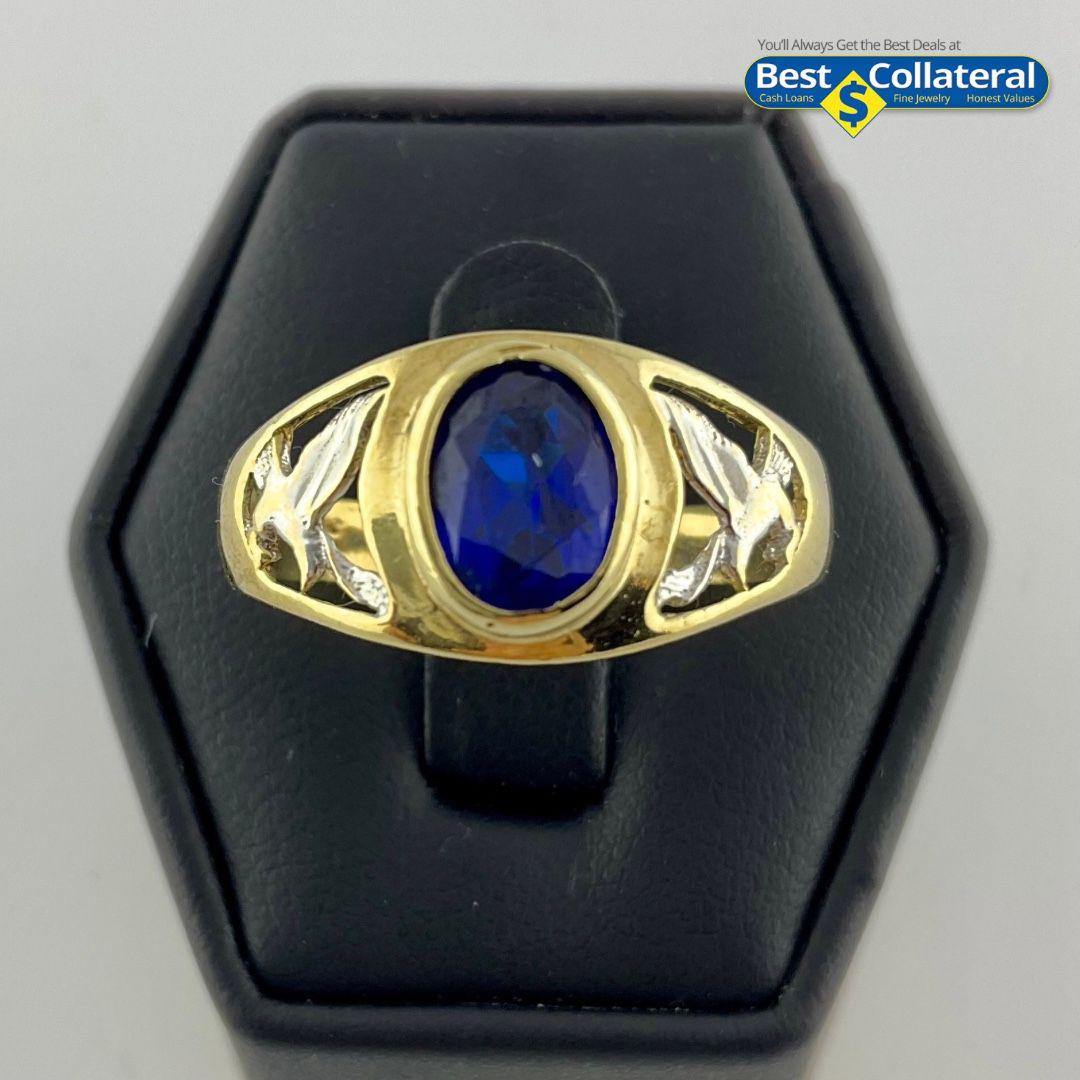 Men’s Blue Stone Ring In 10k Gold