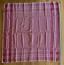 Vintage Cotton Red / White Tablecloth 41" x 44"