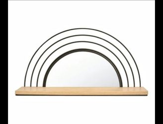*Black* Half Moon Wall Shelf & Mirror