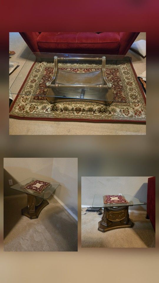 3-Piece Coffee Table Set - Dark Wood Finish - Rectangular & Square Tables