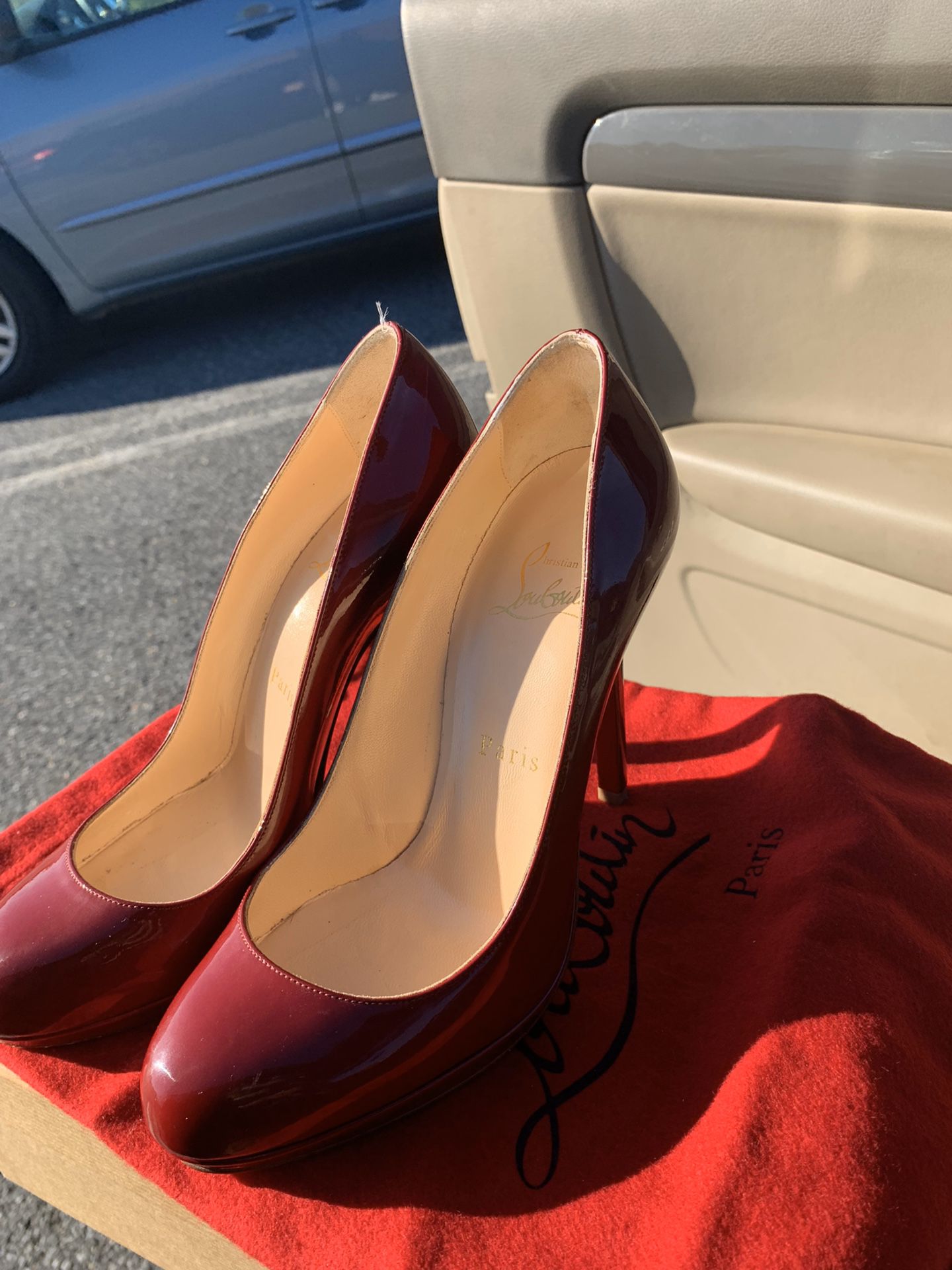 Christian louboutin neofilo 120 patent leather (size 37) red bottom heels