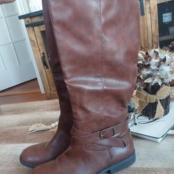 Style & Co. Womens Madixe Faux Leather Riding Boots Brown size 8.5