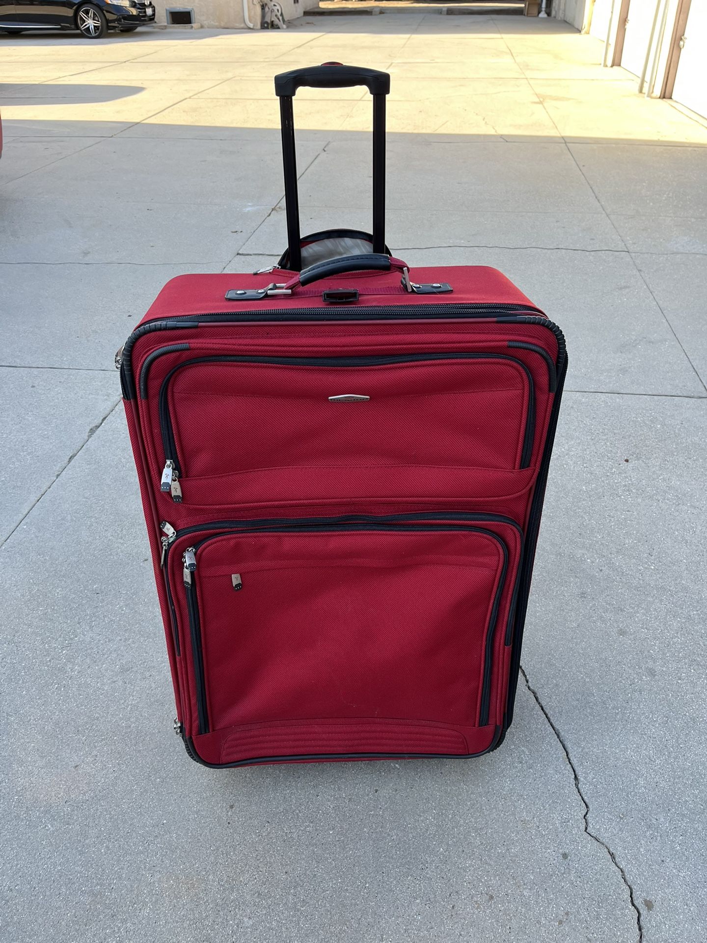 Large Check-In Red Suitcase Luggage 21x12x32h