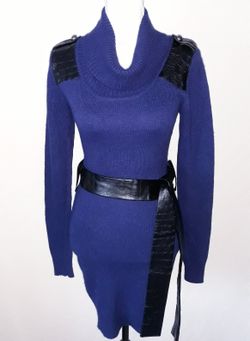 Navy Blue and Black Sweater Dress