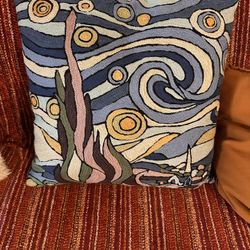Hand Knit Van Gogh Starry Night Pillow