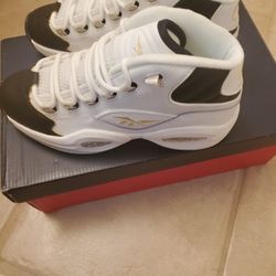 Reebok Question Mid Black Toe Sz 6 Sneakers 