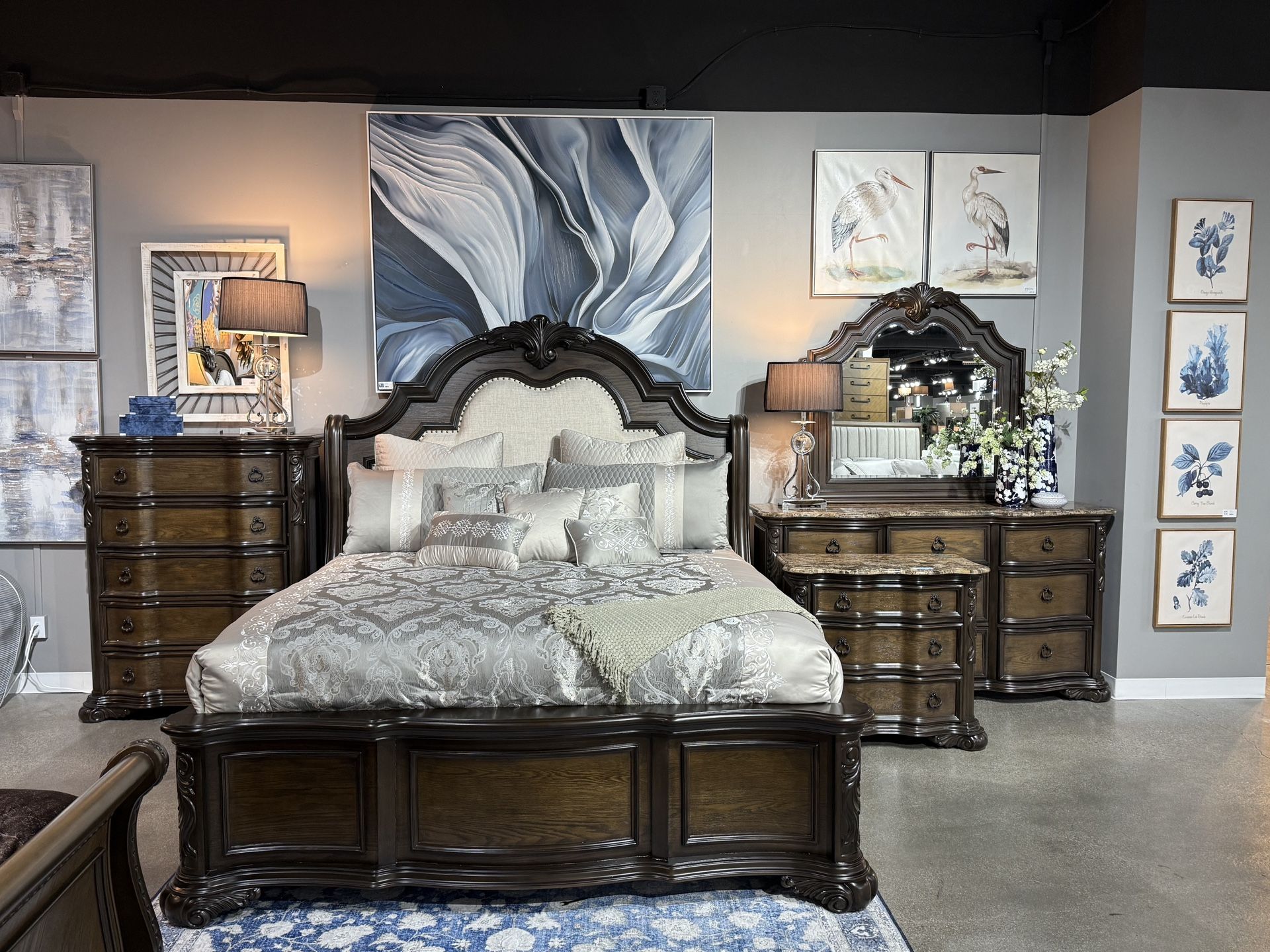 4PC King Bedroom Set w/ Marble Top