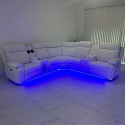 Brand New Power Reclining Sectional With Led Lights,  Speakers,  USB Ports,  Cupholders 