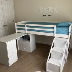 Twin Loft Bed With Dresser Study Desk And Stairs 