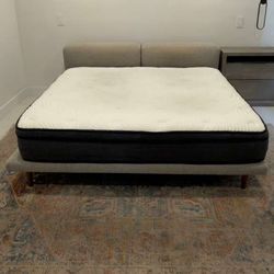 Modani Modern Gray King Bed Frame and Mattress - Sold Separate