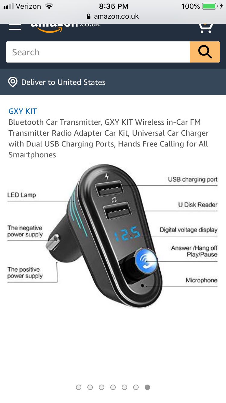 Bluetooth Car Transmitter, GXY KIT Wireless in-Car FM Transmitter Radio Adapter Car Kit, Universal Car Charger with Dual USB Charging Ports, Hands Fr