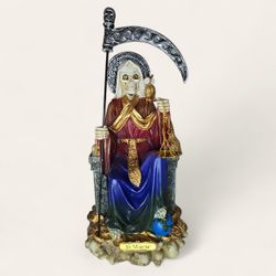 Santa Muerte 7 Potencias 12" Sentada En Trono