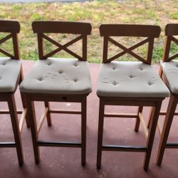 Set Of 4 IKEA Countertop Height Chairs/ Stools. Used. Good Condition.  $ 100.= For The Set. 