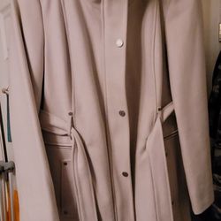 Calvin Klein Off White Peacoat With Zipper Size Large