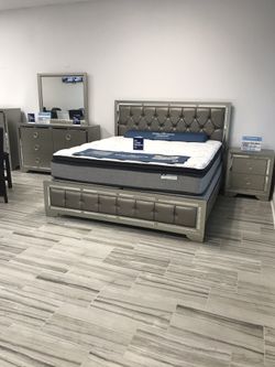 BEAUTIFUL NEW JASMINE KING BED, DRESSER, MIRROR AND NIGHT STAND SET ON SALE ONLY $899. IN STOCK! SAME DAY DELIVERY! NO CREDIT CHECK FINANCING