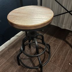 Wood and black metal stool