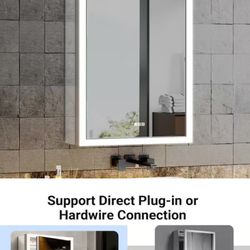 Elega 20 in. W x 32 in. H Right Rectangular Aluminum Recessed/Wall Mount Fogless Lighted Medicine Cabinet with Mirror