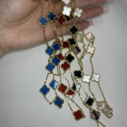 18k Stainless Steel 5 Leaf Bracelet & Necklaces