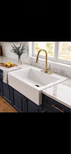 SINKOLOGY Parker 34 in. 3-Hole Quick-Fit Farmhouse/Apron-Front Drop-In Single Bowl Crisp White Fireclay Kitchen Sink and Drain