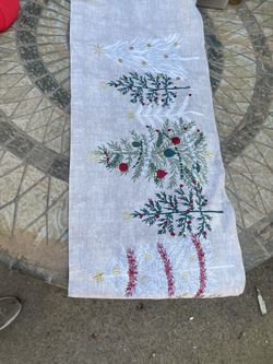 Embroidered Christmas Tree Table Runner