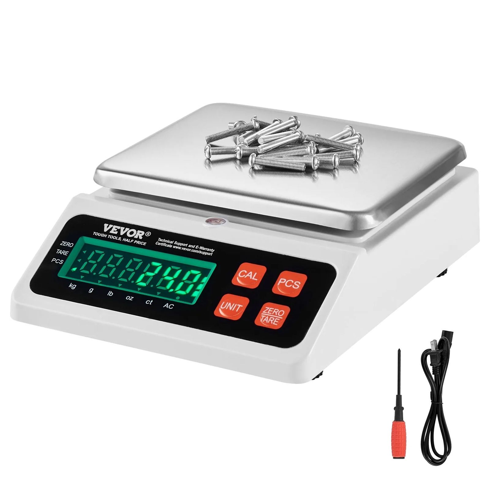 VEVOR Industrial Counting Scale, 10 kg x 0.1 g, Digital Scale for Parts and Coins, g/kg/lb/oz/ct Units, Electronic Gram Scale Inventory Counting Scale