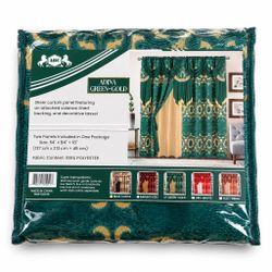 ABC Adina Green-Gold Curtain Panel Set
